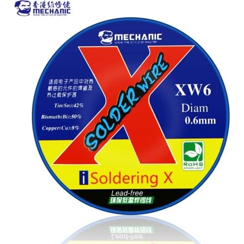 MECHANIC 50g 0.5/0.6mm Solder Wire XW5/6 Rosin Core Lead-Free 138℃ Low Melting Point Welding Flux Sn 42%/Bi 50%/Cu 8