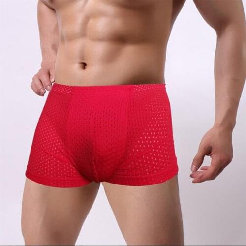 Selling Fashion Mesh Large Flat Underwear Confotable Boxer Pants Sexy Transparent Breathable Men s Pants