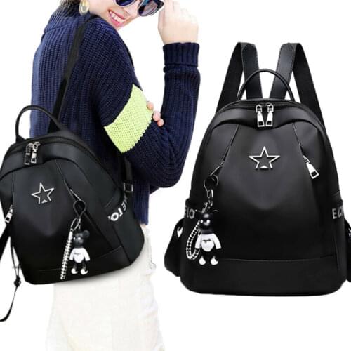 Fashion Women‘s Small Backpack Travel Nylon Shoulder Bag Black Gifts Travel Shoulder Bag Anti-thief Pendant