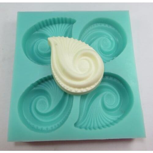 Silicone Mold Wind Conch 4 Hole Shape Cake Decoration Shell Handmade for Soap Making Candle Mold Aroma Stone Mold Moulds PRZY