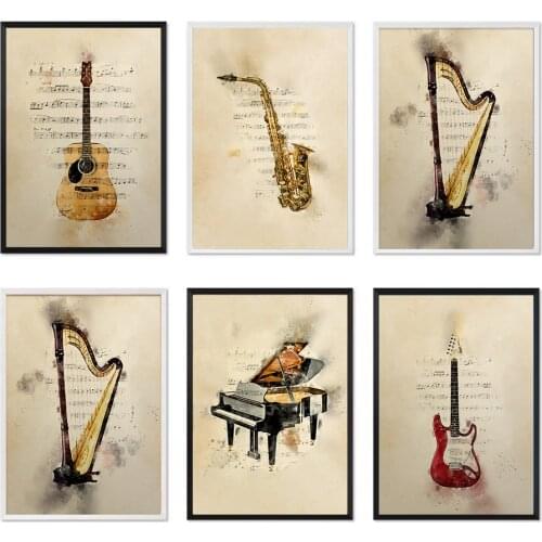 Modern Minimalist Saxophone Trumpet Background Wall Art Canvas Painting Poster Printing Home Decoration