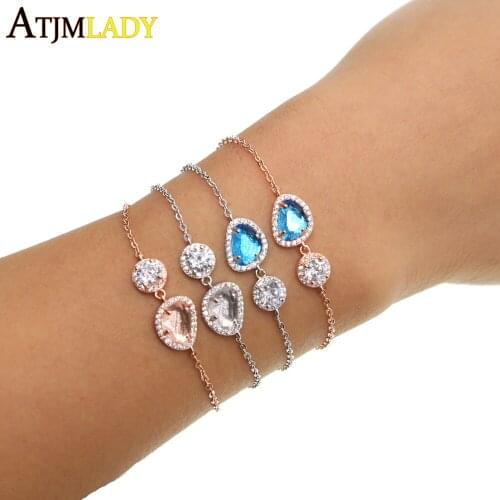 Special Offer Copper New Year Bling Luxury Women Big Cz Crytal Link Chain Bracelet For Girl Lady Jewelry Adjust Size