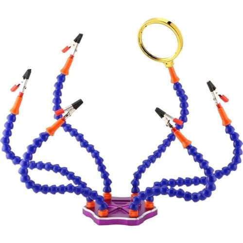 Welding Strange Third Hand Six Arm Soldering Station Helper with USB Fan Magnifier DIY Kit Spare Parts for RC Drone Model Parts