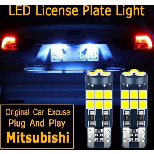 2pcs LED License Plate Light Bulb Lamp W5W 2825 T10 For Mitsubishi lancer x 10 l200 pajero sport outlander xl Galant rvr Eclipse