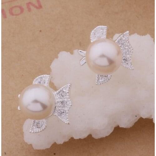 ES-AE449 Hot Sale Free Shipping Silver Fine Jewelry,Wholesale 925-Sterling-Silver Charms Fashion Goldfish Earrings /baqaj