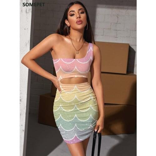 SOMEPET Brand Colorful Dress Women Rainbow 3d Print Abstract Halter Sleeveless Stripe Vestido Sexy Womens Clothing Club Vintage
