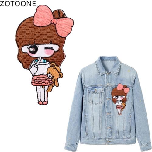 ZOTOONE Embroidery Patch Cartoon Girls Iron on Patches for Jackets Clothes Sewing Applique Diy Wholesale Cute Badges for Kids D