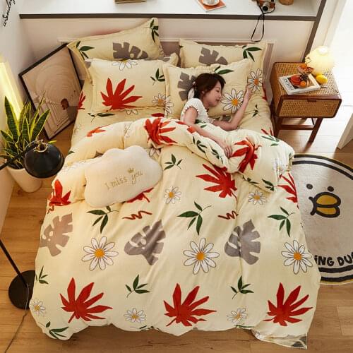 1pc Thicken Flannel Quilt Cover Printed King Queen Size Soft Smooth Short Plush Duvet Cover Not Including Pillowcase