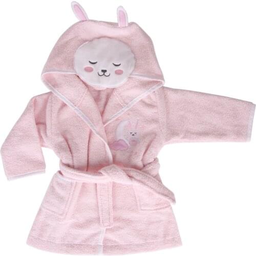 100% Cotton Rabbit Embroidery 0-18 Monts Kids Good Quality Soft Bathrobe Bath Towel Sleepwear Cartoon Hoodies Boys Robes Childre