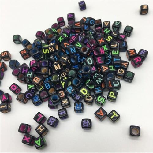 100pcs 6x6mm Mixed Square Alphabet Letter Beads Charms Bracelet Necklace For Jewelry Making DIY Accessories #Letter-04