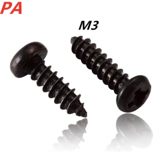 100Pcs M3 PA Phillips Head Micro Laptop Screws Pan Head Self-tapping Electronic Small Wood Screws