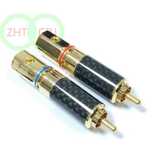 100PCS Copper Gold Plated RCA Connector Audiophile Plug Solder DIY