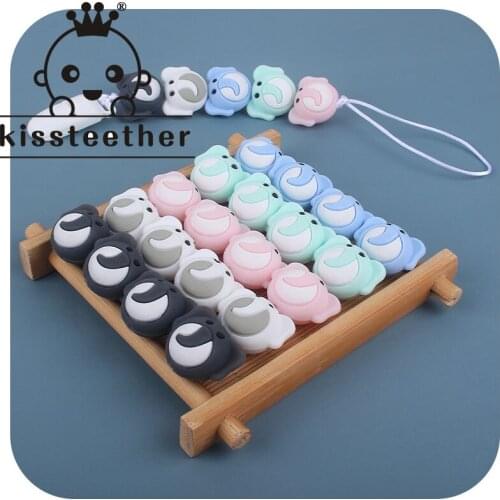 Kissteether 5pc BPA Free Elephant Baby Teething Beads Cute Silicone Beads For Food Grade Infant Nursing Teether Toy Accessories