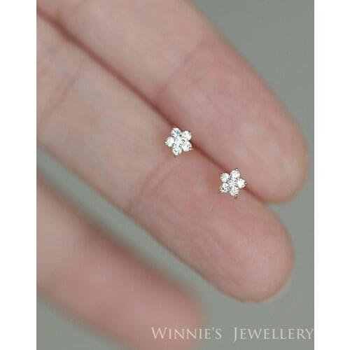 925 Sterling Silver Earrings For Women Set Plated 14k Gold Star Diamond Mini Simple Design Fashion Wedding Jewelry Gift INEFFA