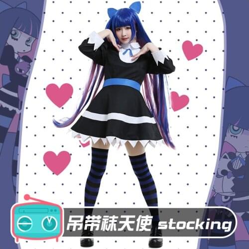 Anime Panty&Stocking with Garterbelt Cosplay Stocking Anarchy Costume Cute Lolita Women Girls Dress Sets Party Uniform C80M114