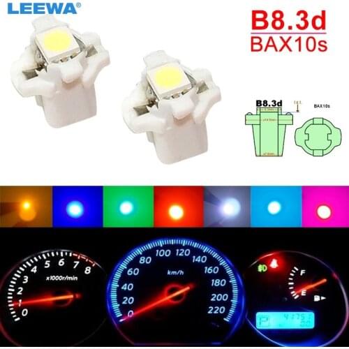 LEEWA 5pcs Car 12V B8.3d/BAX10s 1SMD 5050 Gauge Dashboard LED Light Interior Lamp White/Blue/Red/Yellow/Green/Ice blue #CA4066