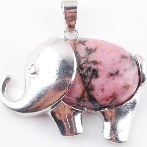 Free Shipping Natural Rhodochrosite Gem Stone Energy Cute Elephant Pendants for Child Jewelry Chakra TN3620