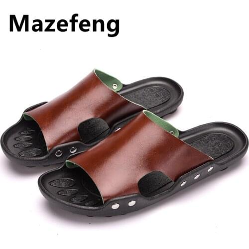 Mazefeng Mens Sandals Summer PVC Male Casual Sandals Soft Comfortable Male Outdoor Wear-resisting Slippers Slip-ON Man Sandals