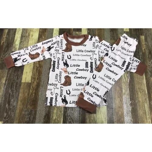 Childrens boutique clothing Fall Western style fight cowboy football leopard print suit