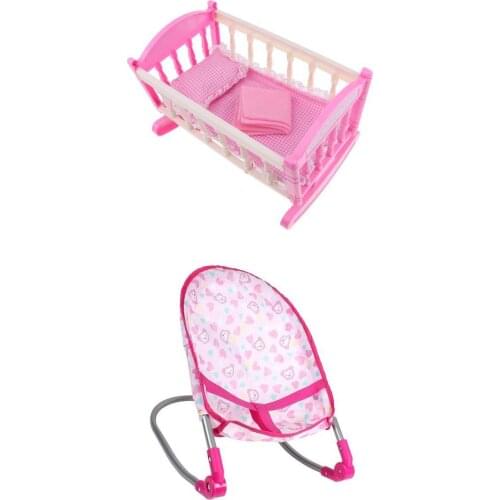 Baby Doll Bouncer Chair Bed Cradle Crib Model ABS Plastic Furniture Model for 9-12inch Doll Kids Pretend Play Toy