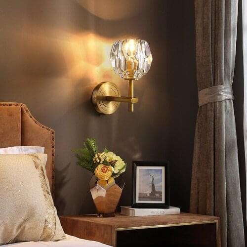 Crystal Bedroom Lamp Wall Light LED Wall Lamps Copper Sconce Lamps Indoor Lighting Fixtures Living Room Beside Lampara Pared