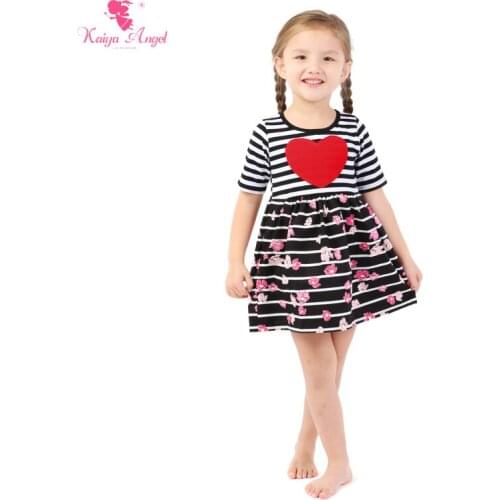 Kaiya Angel Valentines Day Dress For Girl Girls Birthday Party Dress Toddler Black and white striped flowers Heart Dress
