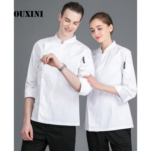 Chef costume Unisex chef jacket long sleeve Kitchen Restaurant Barber Shop Workwear Uniform Overalls