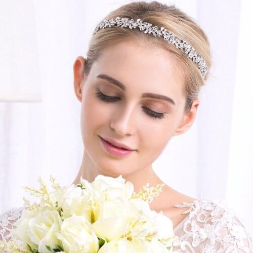 Custom design top quality crystals metal flower headband for wedding prom hairwear fashion ornament accessories