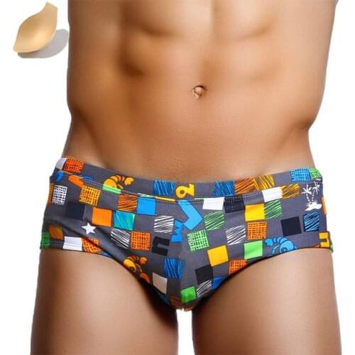 UXH Cube Letter Swimming Trunks Men Swimwear Man Swimsuit Sexy Push Up Swim Briefs Shorts Bikini Surf Bathing Suit Beach Wear