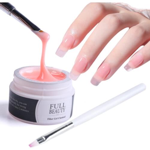 Builder Nail Extend Gel Polish Kit Pink Clear Finger Extensions Building Gel Poly Acrylic Gel with Brush Manicure Sets LA1800-1