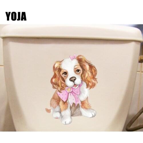 YOJA 16.9*22.7CM Lovely Cartoon Dog Bedroom Wall Decals Toilet Sticker Home Decoration T1-0339