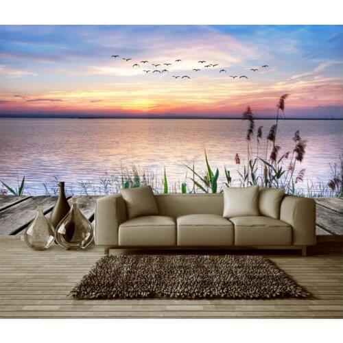3d wallpaper custom mural non-woven wall sticker 3d lake scenery sunset background wall painting photo 3d wall murals wallpaper