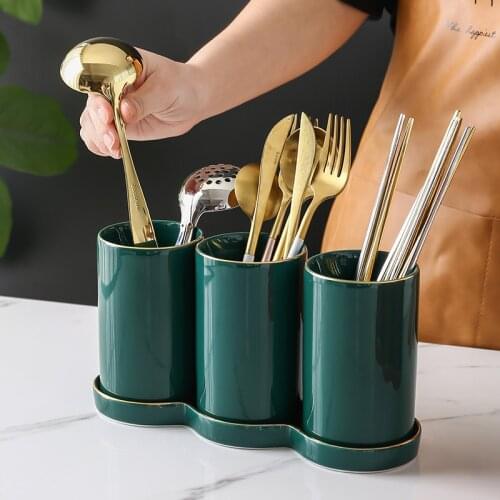 Nordic Large Ceramic Chopstick Holder Kitchen Household Drain Pipe Kitchen Storage Supplies Table Decoration Hotel Service