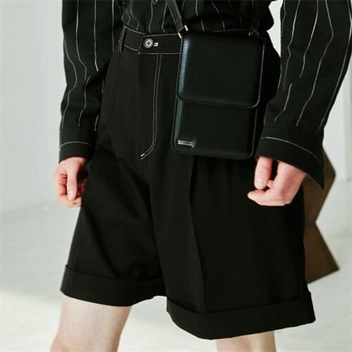 2021 new mens shorts simple and versatile hem silhouette three-part pants fashion trend shorts