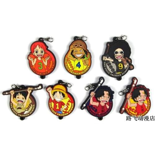 New Arrival One Piece Luffy Ace Nami Sabo Boa Hancock Zoro Chopper Trafalgar Law Japanese Anime rubber keychain strap D165