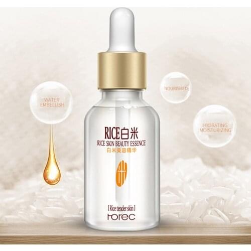 15ml White Rice Whitening Serum Face Moisturizing Cream Shrink Pores Brighten Enzyme Anti Wrinkle Anti Aging Skin Care Essence