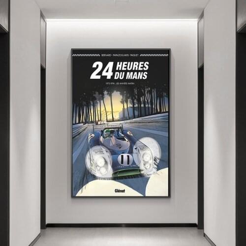 Racing Poster 1973 Le Mans 24 Hours Canvas Printed Nordic Poster Wall Art Picture Suitable for Life Noom Home Decoration