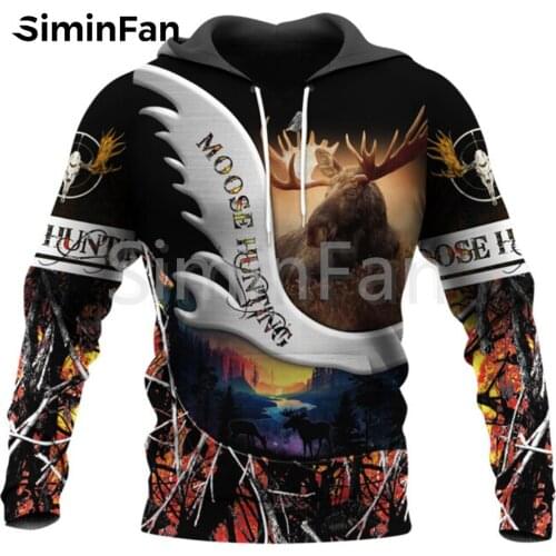 Moose Hunting Men 3D All Printed Casual Hoodies Harajuku Pullover Unisex Hood Sweatshirt Jacket Hip-Hop Women Autumn Streetwear