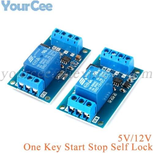 2 pcs 5V Single Bond Button Bistable Relay Module Modified Car Start and Stop Self-Locking Switch One Key