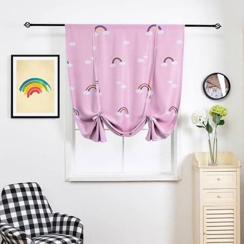 Cartoon Rainbow Pattern Roman Curtain for Windows Home Decisions Blackout Curtains for Kids Room