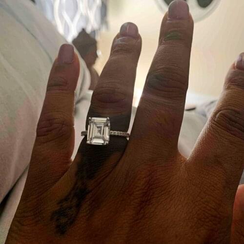 Luxury Engagement Wedding Band Rings for men Blue AAAAA zircon Stone White Gold Filled male Party ring jewelry