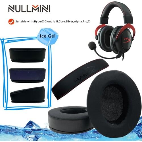 NullMini Replacement Earpads Headband For HyperX Cloud I/ II,Core,Silver,Alpha,Cloud Pro,Cloud X Headphones Ice Feeling Sleeve