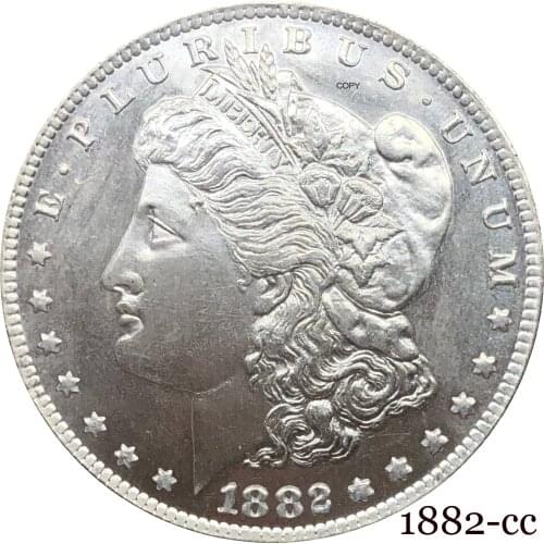 United States Of America 1882 CC Morgan One Dollar US Coin Liberty Cupronickel Silver Plated In God We Trust Copy Coin