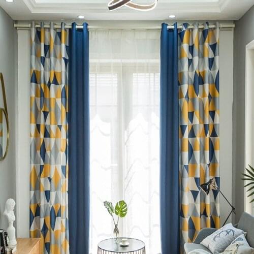 Pastoral Style Modern Minimalist Curtain Wild High-end Meteor High Shading Solid Color Printing Curtains for Living Room Bedroom