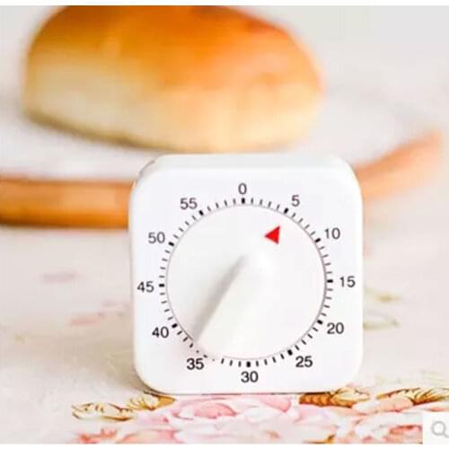 60 Minutes Dial Timers Kitchen Timer Count Down Alarm Reminder White Square Shape Mechanical Timer For Kitchen Food Preparation