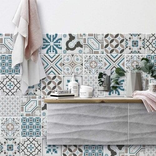 Packaging 24 tile stickers size 15x15 cm - Made in Italy-PVC bathroom & kitchen Stickers Design - Breslavia