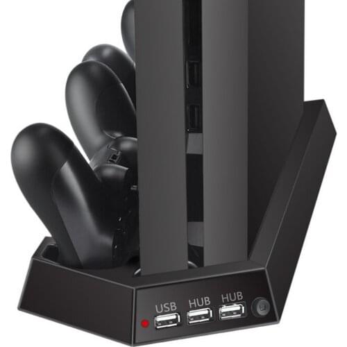 Vertical Stand 2 Cooling Cooler Fan Dual Controllers Charging Station Charger Dock 2 USB HUB Port for Playstation 4 PS4 Console
