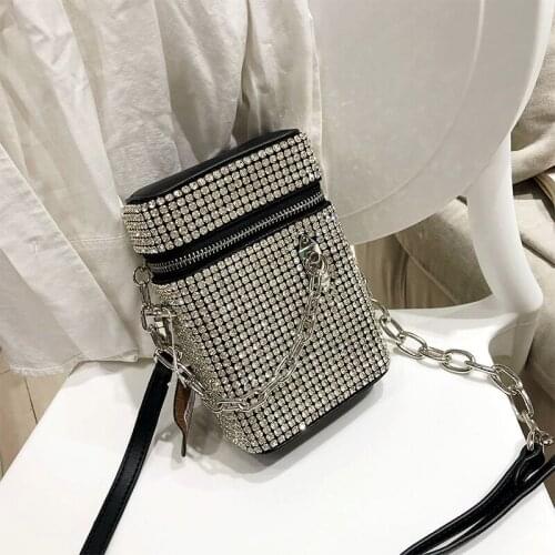 Xianjian hot sell silver crystal bucket purse famous clutch mobile purse bags quality purse bags for lady