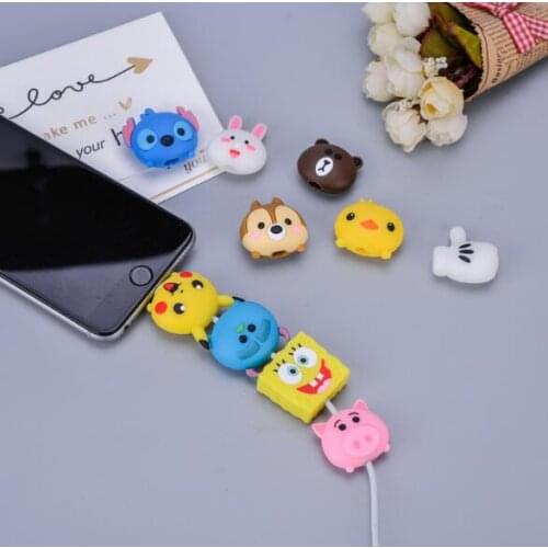 50pcs Cartoon Cable Winder USB Phone Charger Data Protection Cover Mini Wire Protector Cable Cord Phone Accessories for iPhone