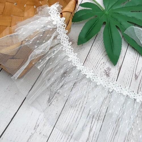 1Yards Embroidery Lace Fabric Voile Lace Ribbon 13CM Mesh Lace Tulle Guipure Clothing Cord Laces For Party Wedding Dress PY-17